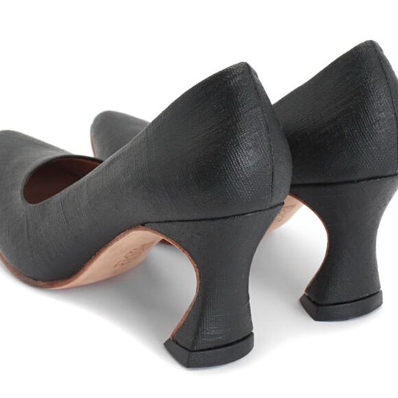 Fluevog Desmond Angular Mid Heel Pumps - Black Canvas - Women's 10 - Picture 2 of 5